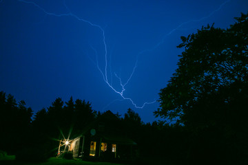 Lightning bolt in a countryside