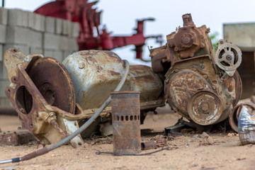 old motor on the ground