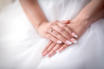 Fototapeta na wymiar Engagement ring on a bride's hand