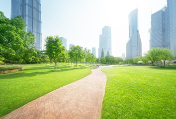 Fototapeta premium park w centrum finansowym Lujiazui w Szanghaju w Chinach