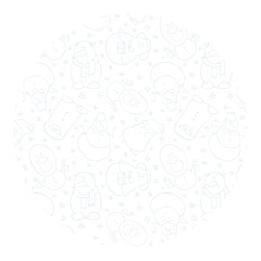 Round background with cute snowmen.