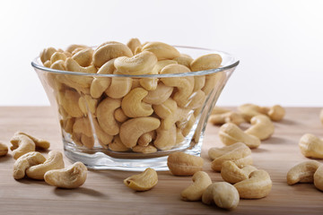 A bowl of raw natural cashew nuts