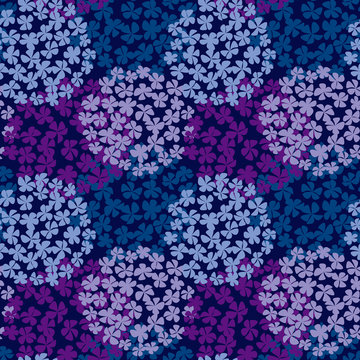 deep blue hydrangea bouquet seamless pattern.