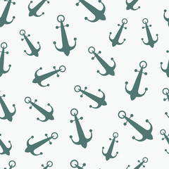 Simple graphic seamless pattern of marine themes. Anchor of ship wrapping paper texture for design. Oceanic vector background, repeating wallpaper