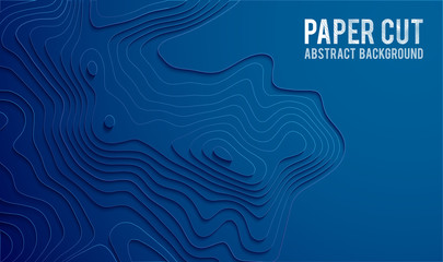 Paper cut banner concept. Paper carve blue gradient for card poster brochure flyer design in blue colors. 3d abstract background