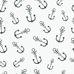 Simple graphic seamless pattern of marine themes. Anchor of ship wrapping paper texture for design. Oceanic vector background, repeating wallpaper