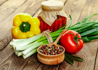Composition with assorted raw organic vegetables. Detox diet