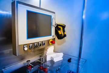The device for applying the barcode and QR code. Read QR code. Putting information on the...