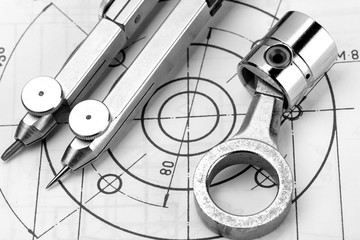 piston on an engineering drawing © pepebaeza