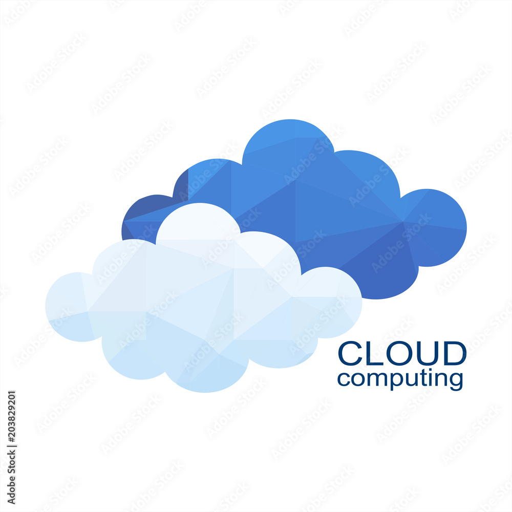Aufkleber cloud computing design concept with polygon. technology background. vector graphic illustration.