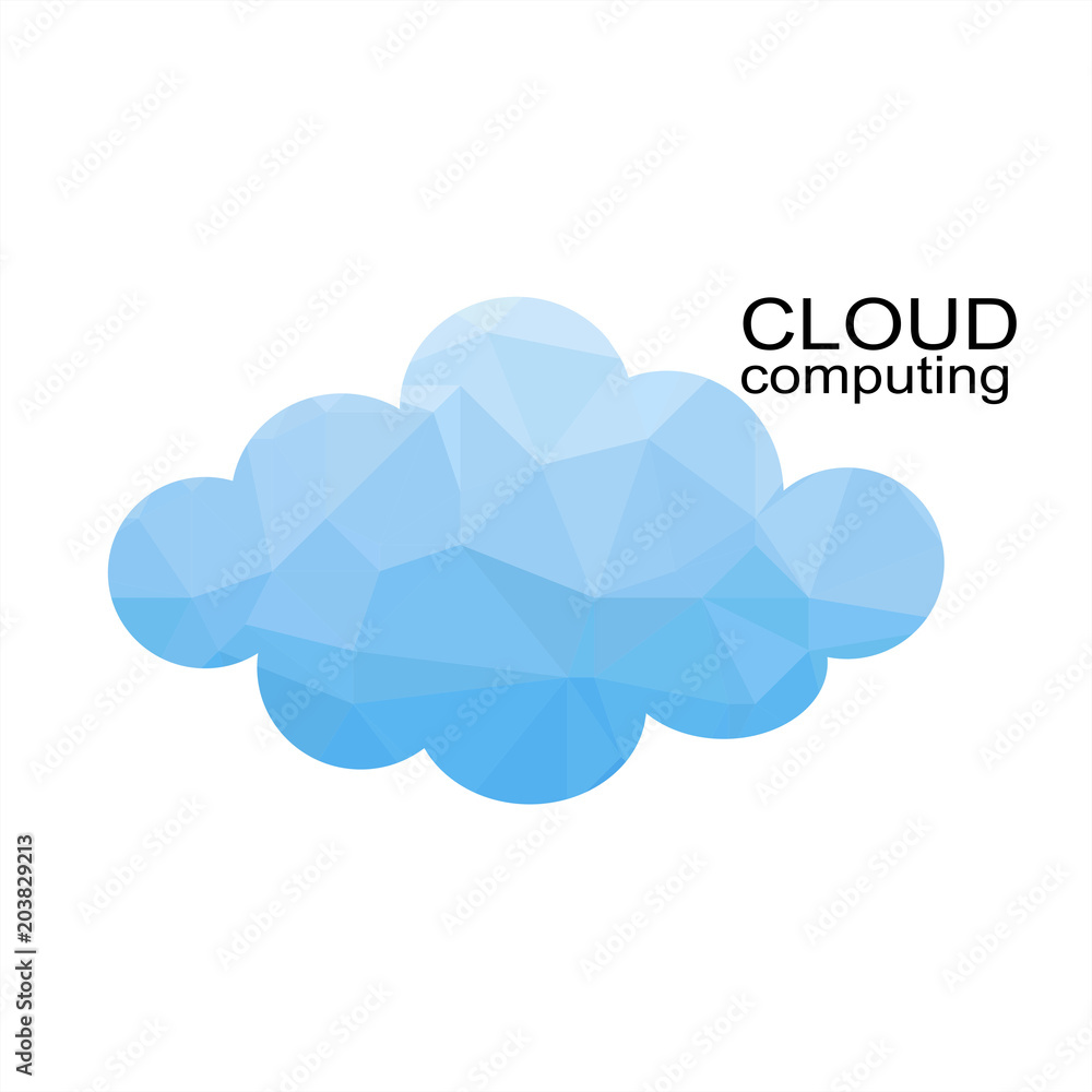 Poster cloud computing design concept with polygon. technology background. vector graphic illustration.