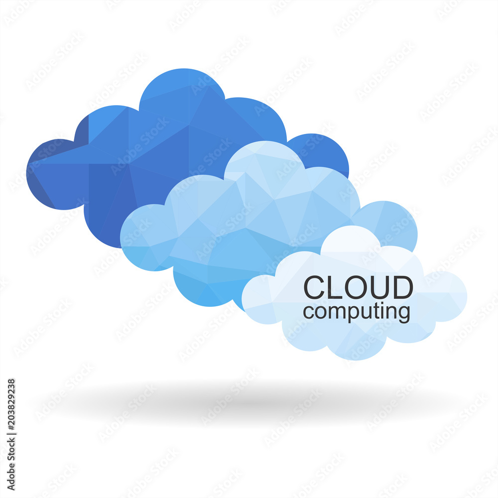Poster cloud computing design concept with polygon. technology background. vector graphic illustration.