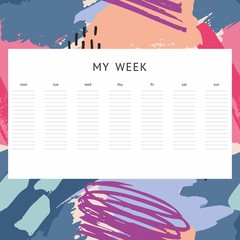 Naklejka premium A week. Vector decorative background. Notes