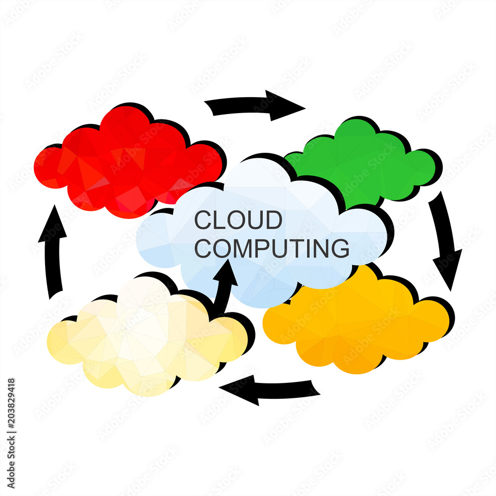 Poster cloud computing design concept with polygon. technology background. vector graphic illustration.