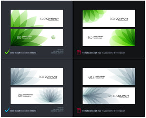 Abstract vector set of horizontal website banners with colourful flowers abstract shapes for web design.