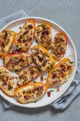 peppers stuffed with cheese, bacon and herbs