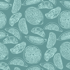 Graphic vector seamless pattern with citrus slices