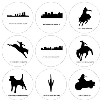 Set Of 9 simple editable icons such as harley, cactus, jack russell terrier