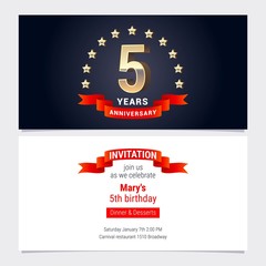 5 years anniversary invitation vector illustration