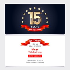 15 years anniversary invitation vector