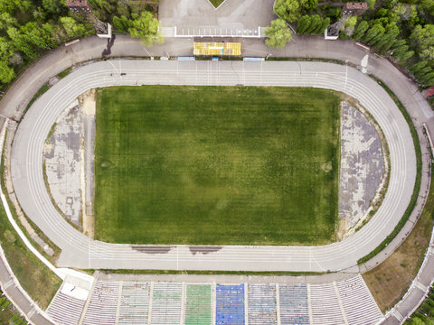 aerial top down overhead view of football soccer court stadium