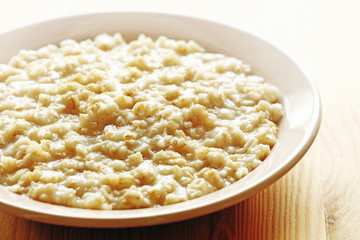 Plate of oats porridge