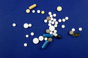 Medicine theme, white  tablets antibiotic pills. Pharmacy concept