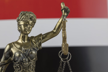Fototapeta premium Human Rights Act and Justice Concept , Yemen Flag