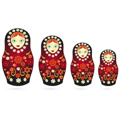 Russian tradition matryoshka dolls in style Hohloma