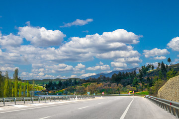 Highway under blue sky