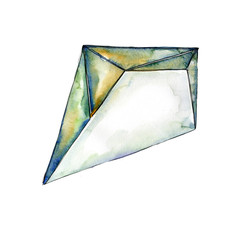 Green diamond rock jewelry mineral.  Geometric quartz polygon crystal stone mosaic shape amethyst gem.