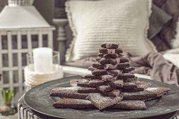 Fototapeta premium Star shape chocolate biscuits