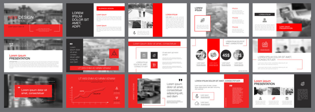 Red, white and grey infographic elements for presentation