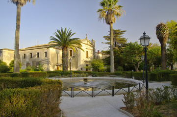 Fototapeta na wymiar Public gardens in old Ragusa Ibla city, Sicily, Italy