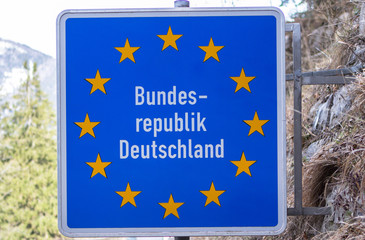 Border sign Germany at road