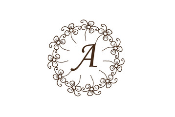 Elegant  Floral Circle Vintage Style A Letter  Logo Design.