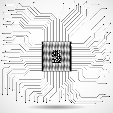 Cpu. Microprocessor. Microchip. Technology symbol. Vector illustration. Eps 10