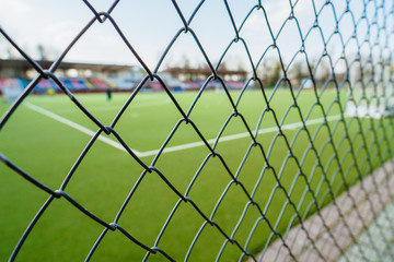 Wire mesh in the stadium. Steel mesh Rabitz