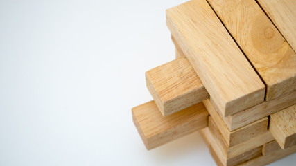 Naklejka na ściany i meble wood block on white background. Wooden Tower game isolate on white background