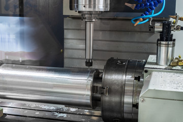 CNC milling machine during operation.