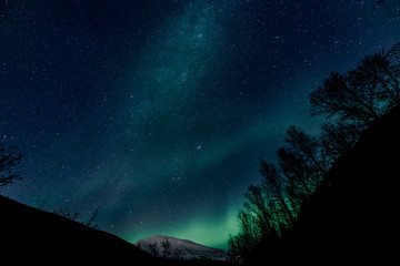 Fototapeta na wymiar Aurora Borealis (northern lights) Tromsdalstiden - Tromso - north Norway