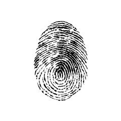 Black fingerprint on white background.