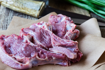 Raw uncooked veal chops