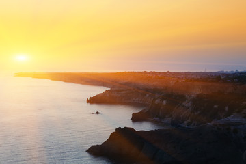 Dramatic sunset at cape fiolent