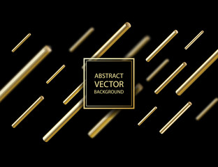 Abstract 3d geometric background with cylinder shapes. Vector realistic illustration of golden capsules with shadows. Modern minimalistic design