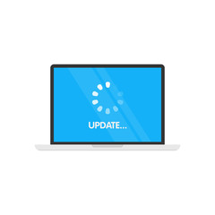 Update System software and upgrade concept. Loading process in laptop screen. Vector illustration.