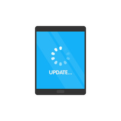 Update System software and upgrade concept. Loading process in tablet screen. Vector illustration.