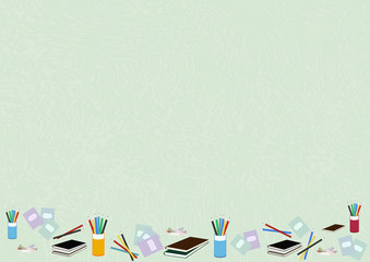 Obraz premium beautiful vector background for a holiday teacher's day postcard, poster, banner, packaging, training materials, with elements of a notebook, pencil, chalk, stationery.