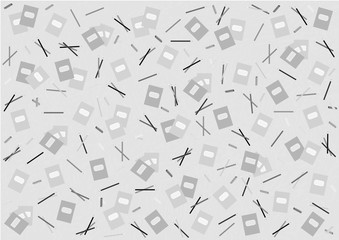 beautiful vector background for a holiday teacher's day postcard, poster, banner, packaging, training materials, with elements of a notebook, pencil, chalk, stationery.