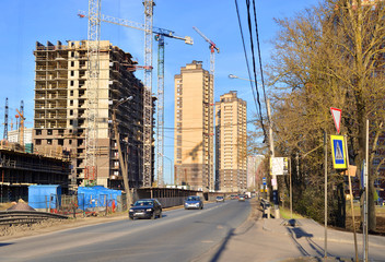 Under construction modern residential buildings.